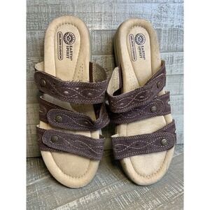 Earth Spirit Women's Size 10 Strap Sandals Brown Suede Soft Gelron Cushion Slide